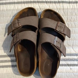 Size 37 Birkenstock brown two strap sandals